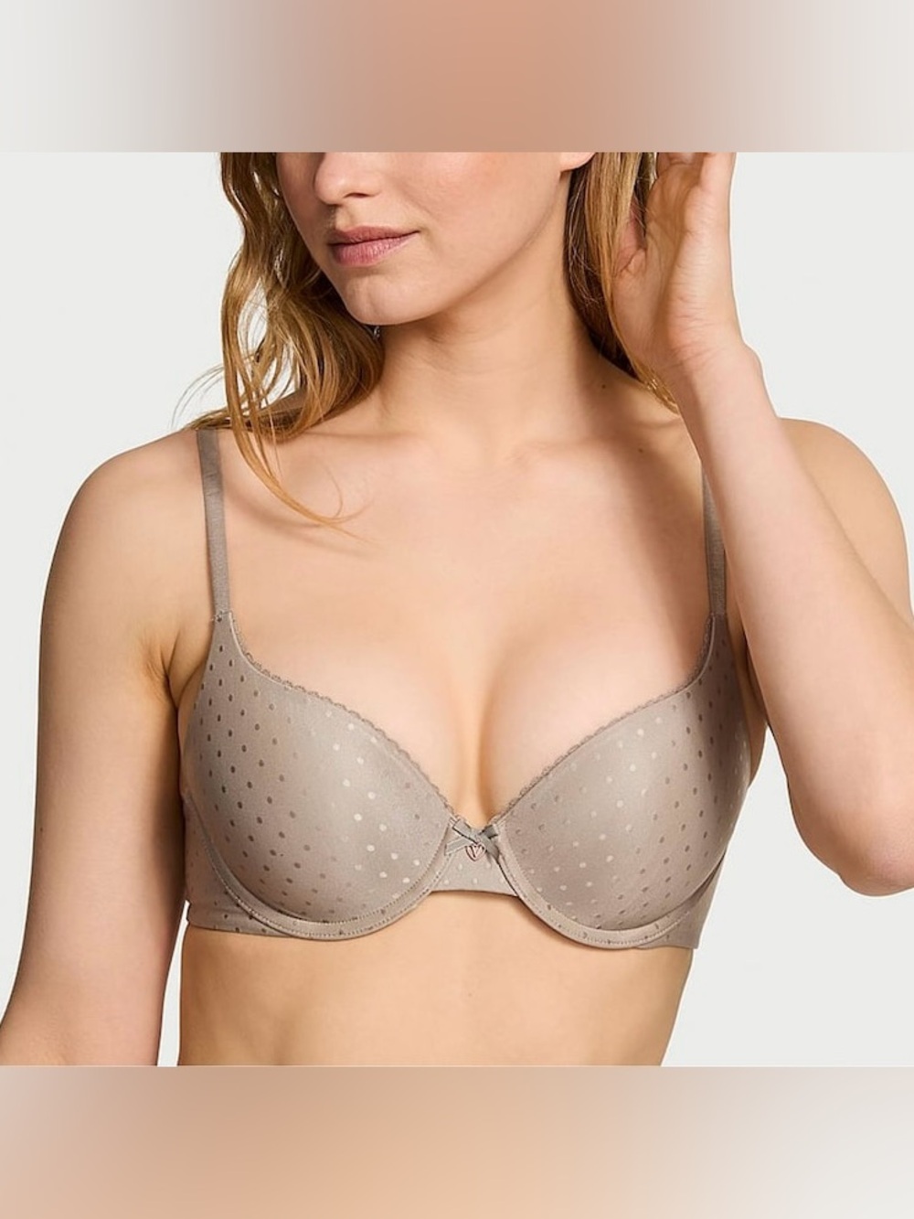 Victoria's Secret Turtledove Gray Taupe Polka Dot Full Cup Push Up Bra